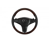 Шкіряне рульове колесо дерево/шкіра чорний/коричневий для Mercedes A207, C207 Шкіряне рульове колесо дерево/шкіра чорний/коричневий для Mercedes A207, C207